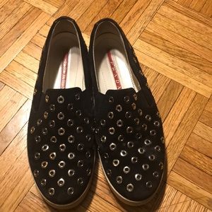 Prada suede slip in sneakers with rivets